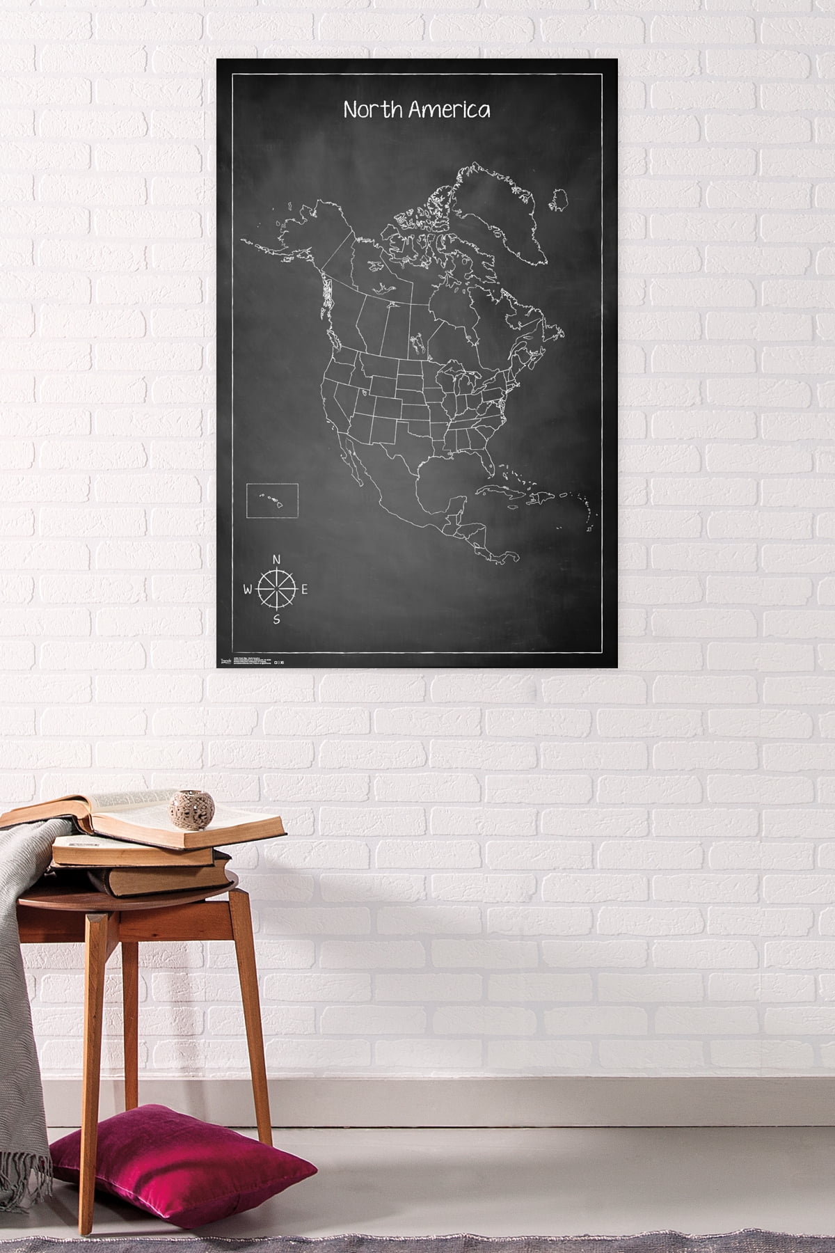 Chalk Map - North America Wall Poster, 22.375" x 34"