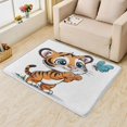 thumbnail image 1 of Cartoon Cute Tiger Carpet,4x5 Area Rug, Non Slip Low Pile Soft Machine Washable, Animal Tiger Area Rugs, Tiger Butterfly Rugs for Bedroom Living Room Rug 8i&-195, 1 of 7