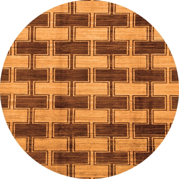 Ahgly Company Indoor Round Abstract Orange Modern Area Rugs, 8' Round