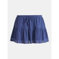 thumbnail image 5 of No Boundaries Drawcord Ruffle Mini Skirt with Lace Trim, Women's, 5 of 5