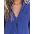 thumbnail image 3 of Lumento Womens Side Slit Maxi Shift Dress V-Neck Loose Dresses Ladies 3/4 Sleeve Cotton Linen Long Dress Blue 2XL, 3 of 5
