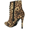 thumbnail image 3 of Delicious Women Ankle Boots Stiletto High Heels Lace Up Bootie Side Zipper Pointy Toe STAIN-S Cheetah Leopard Suede 8.5, 3 of 3