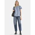 thumbnail image 2 of Time and Tru Women's Cotton Ruffle Neck Blouse with Flutter Sleeves, Sizes XS-XXXL, 2 of 5