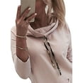 thumbnail image 3 of DYMADE Women Solid Hooded Long Sleeve Pocket Knee Length Sweater Dress, 3 of 4