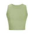 thumbnail image 3 of Wyobmus Women's Sleeveless High Neck Fitted Tank Tops Ribbed Knit Basic Cami Tee Shirts Slim Fitted Cropped Tops Summer Casual Fashion Clothes Green, 3 of 6