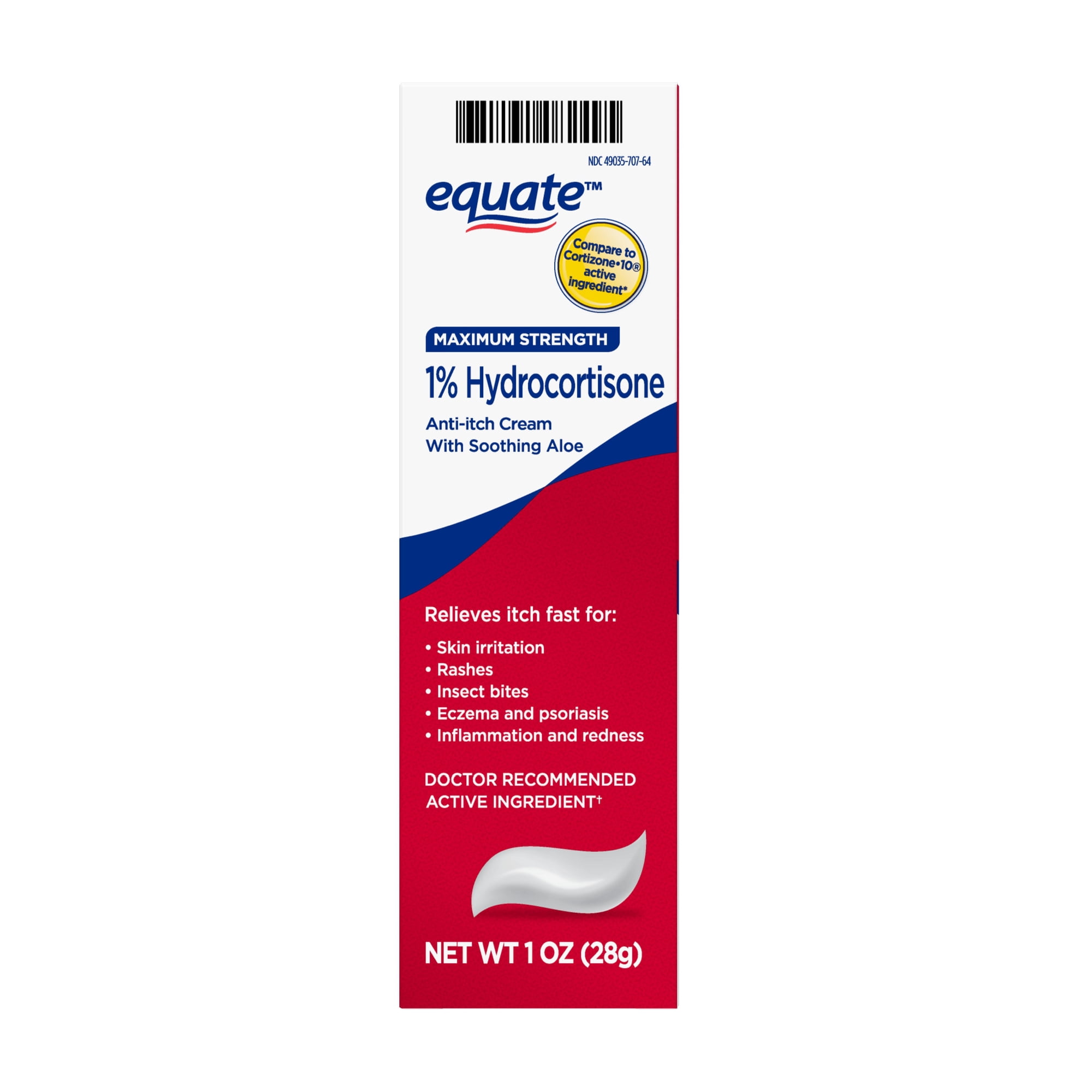 Equate Maximum Strength Hydrocortisone 1 Percent Anti-Itch Cream with Aloe, 1 oz