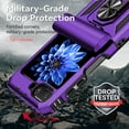 thumbnail image 4 of Dteck for Samsung Flip 5 Case, Galaxy Z Flip 5 Case with Hinge Protection, Z Flip 5 Case with 360?Rotate Ring Stand, Shockproof Magnetic Drop Proof for Car Mount Holder Full Body Cover 2023,Purple, 4 of 10