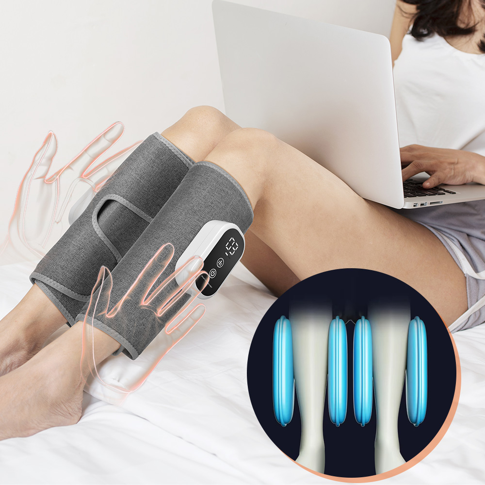 Air Compression Leg Massager – Adjustable 3 Modes for Calf, Foot & Muscle Relief – Lightweight & Fits Most – Home & Office Use (Gray, 2PC)