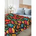 thumbnail image 4 of Boho Flower Queen Size Flat Sheet, Wrinkleproof & Fadeproof Cooling Flat Bed Sheet Only, Red Blue Yellow Colorful Mexico Tribal Breathable Soft Bedding Top Sheets 90 x 102 Inches, 4 of 8