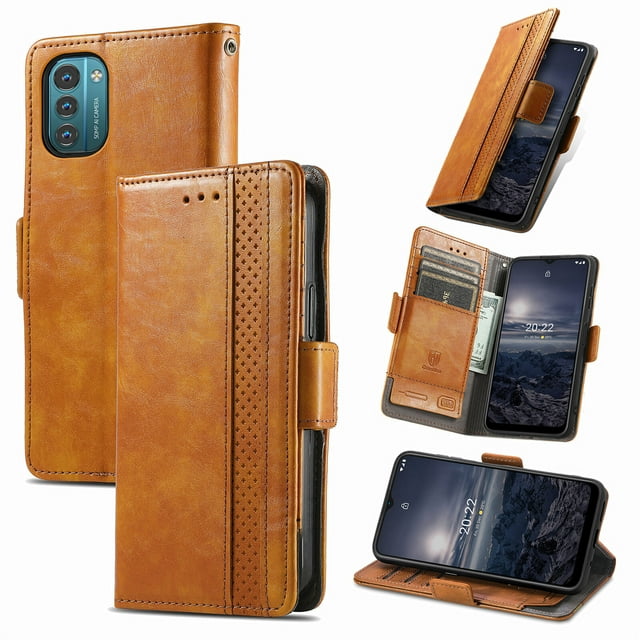 Case for Nokia G21 Cover Leather Wallet Folio Case Book Design Flip Magnetic Closure - Yellow