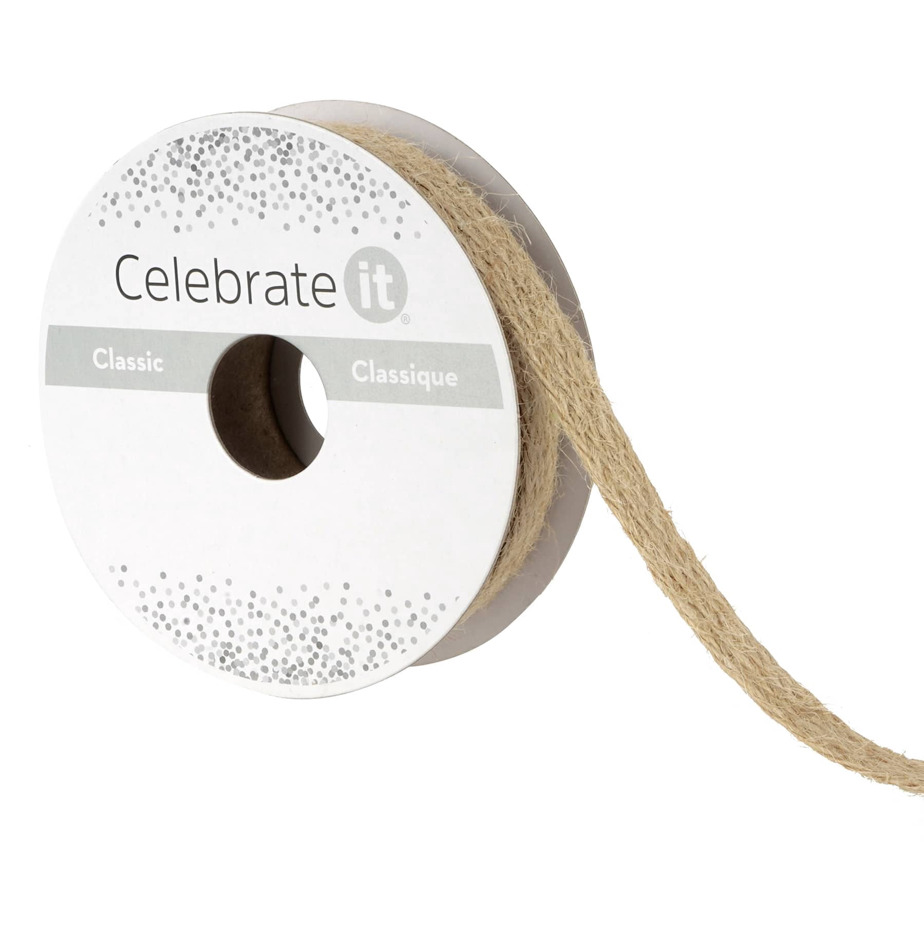 Celebrate It 7/16" x 7yd. Natural Jute Ribbon - Braided, Non-Wired, Ideal for Gift Wrapping, Baskets & Rustic Decor, 12 Pack