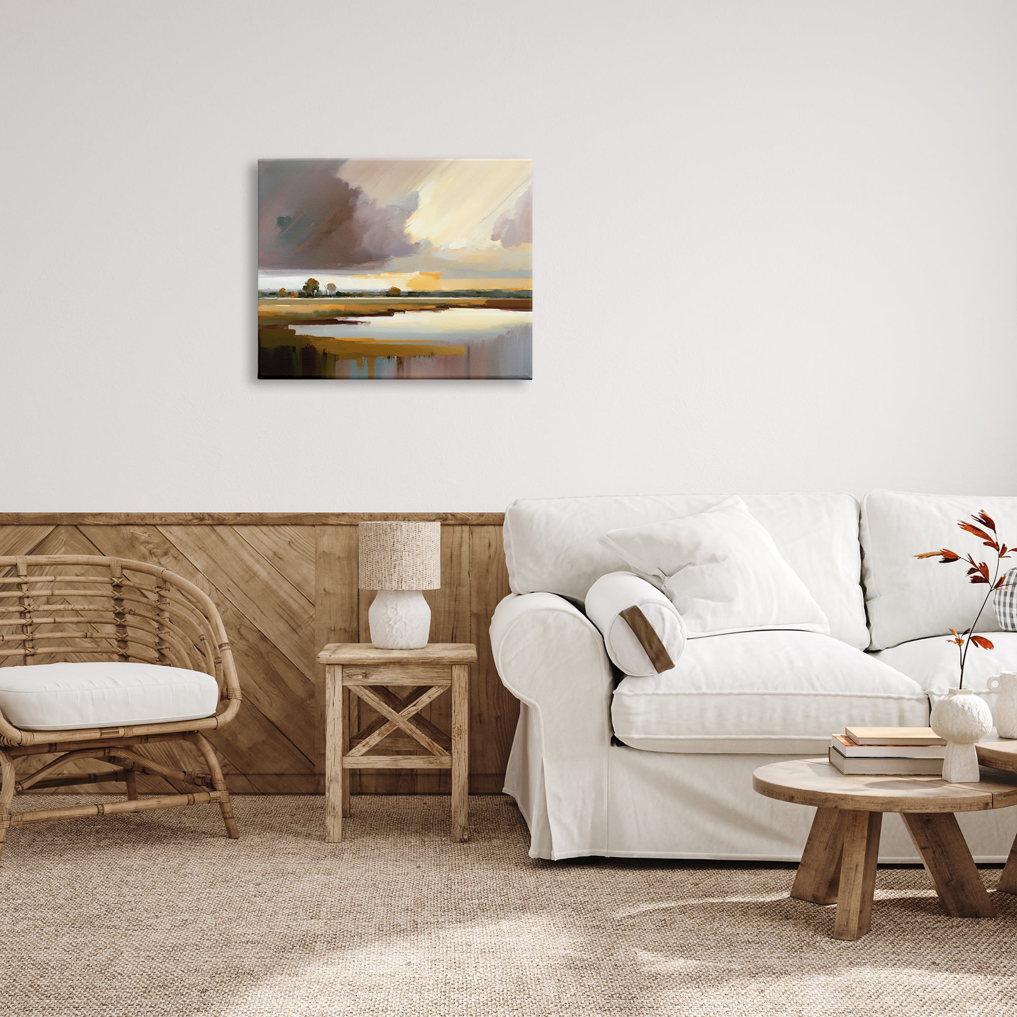 Stupell Industries Abstract Lake Painting Nature Painting Gallery Wrapped Canvas Print Wall Art, 30 x 24