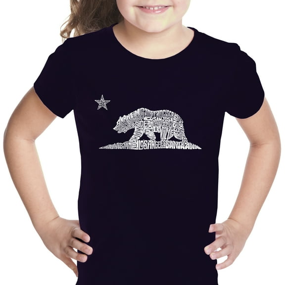 LA Pop Art Girl's Word Art T-shirt - California Bear