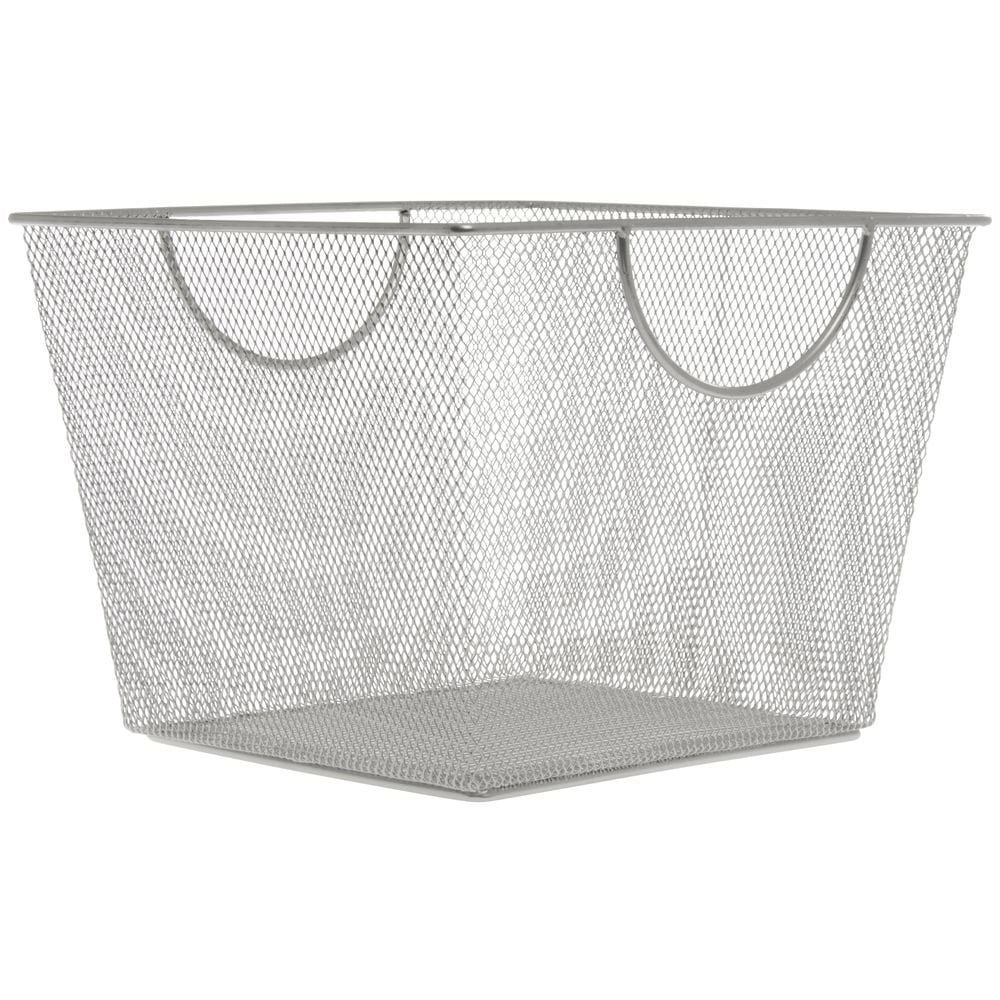 Silver Wire Mesh Storage Bin 11.5 x 10.5 x 8.5, Has built in handles to easily change or move