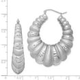 thumbnail image 4 of Auriga 925 Sterling Silver Rhodium-plated Satin & Diamond-cut Shrimp Oval Hoop Earrings for Women, 4 of 6