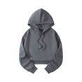 thumbnail image 2 of Fashion Solid Hoodie for Women – Long Sleeve Pullover Sweatshirt, Soft and Breathable Material, Ideal for Casual Outfits, Office or Weekend Activities Dark Gray, 2 of 4