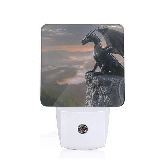 Balery Black Dragon Cliff Dawn Luz Nocturna LED con Sensor Automático, Enchufe con Sensor Crepuscular, Luz Suave de 0.5W para Dormitorio, Pasillo, Baño-UK