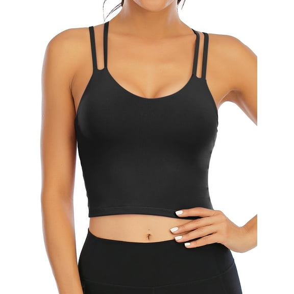 YouLoveIt Women's Sports Bra Stretch Cami Tank Top Padded Wireless Cross Back Yoga Bra Yoga Vest Seamless Short Camisoles Women Tank Top Cami Sport Yoga Bras