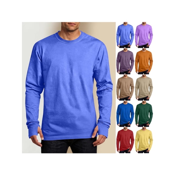 ZUBMGKTE Men's Long Sleeve Workout Shirts with Thumb Holes Moisture Wicking Quick Dry Base Layer, Athletic Running Gym Hiking Shirts, Polyester Undershirts