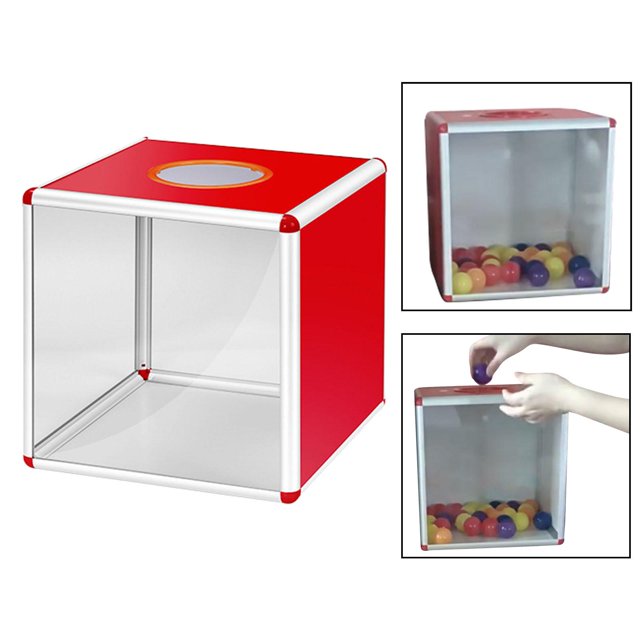 Caja de rifa, contenedor de almacenamiento de bolas de tarjetas, cajas de donación cuadradas transparentes, prácticas y portátiles, caja de lotería 40cm