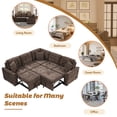 thumbnail image 5 of Modular Couch, 82.6" Modular Sectional Sofa with Wheels, USB Ports, Power Sockets, L-shape Sectional sofa for Living Room Apartment Office, Brown, 5 of 7