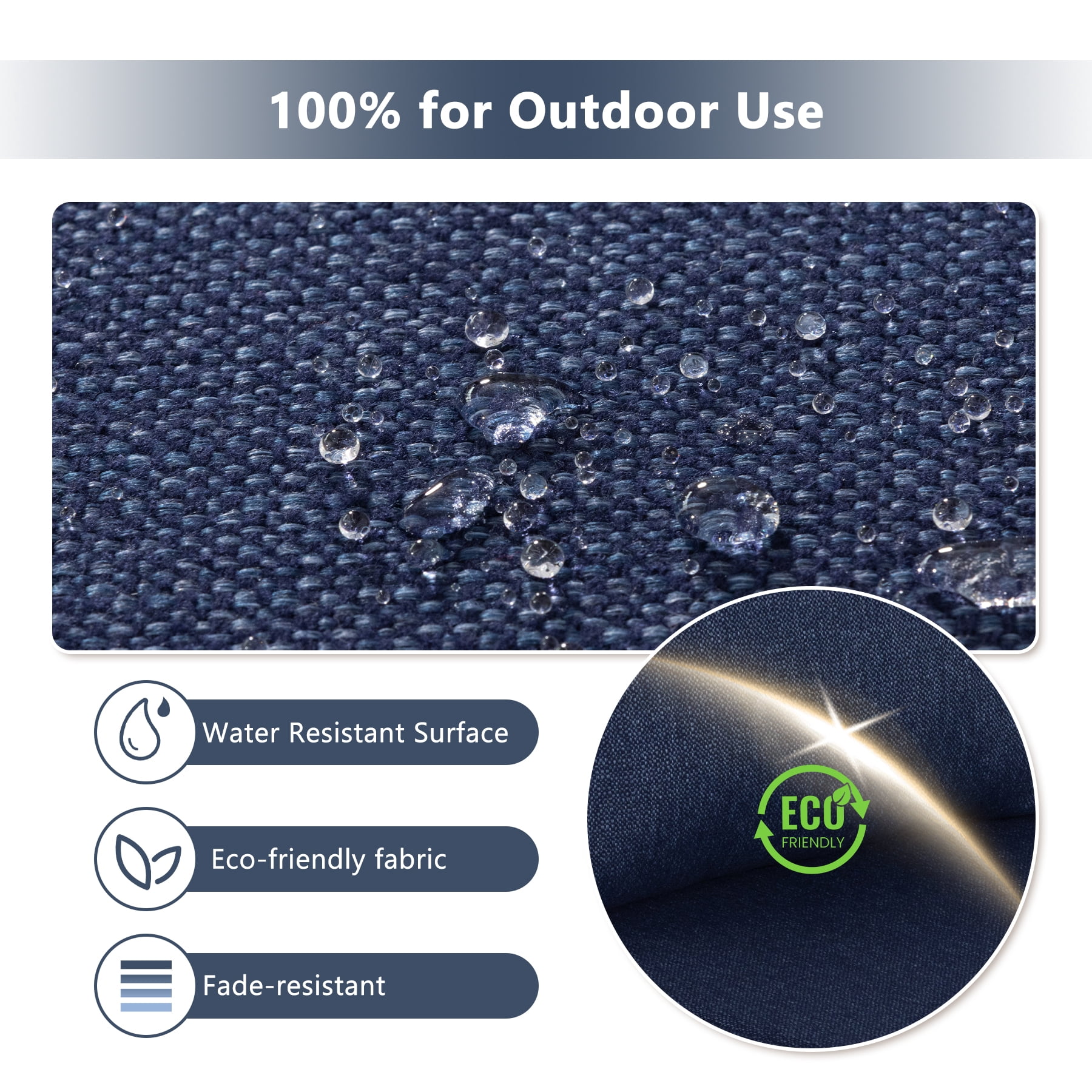 Goodgoods 22" x 24" Indoor & Outdoor Deep Seat Chair Cushions Set of 2, Water & Fade Resistant, Indigo