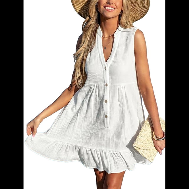 Traje de Baño para Mujer, 100% Algodón, con Dobladillo con Volantes, para Playa L