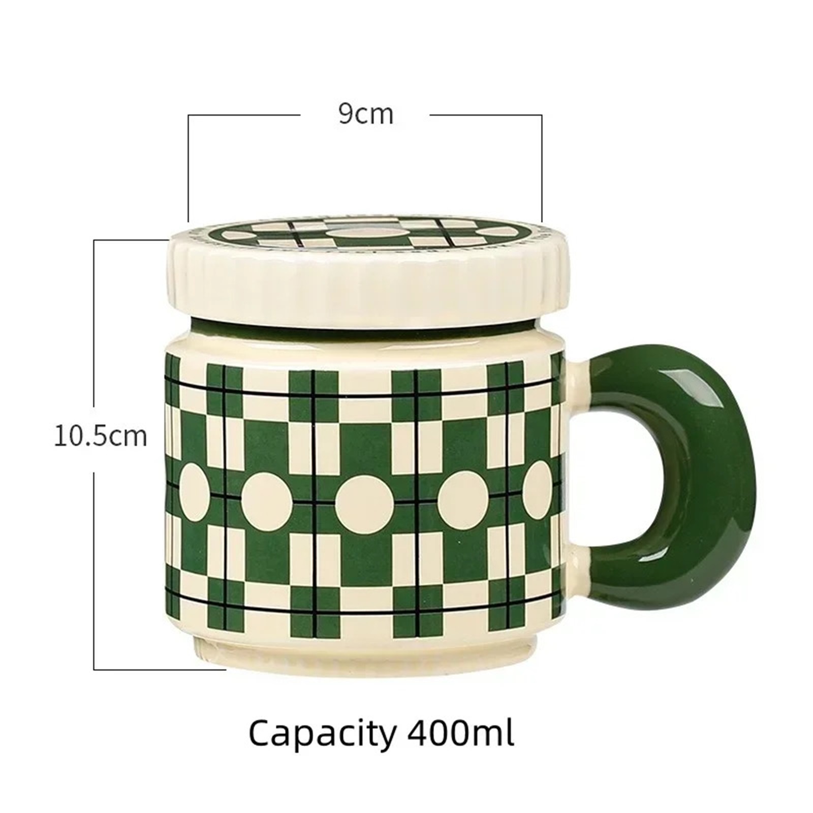Espresso cup 400ML Ceramic Mug Checkerboard Flower Pattern Coffee Cup With