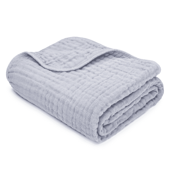 Comfy Cubs Baby Muslin Blanket, Swaddle for Newborns, Large 40” x 40”, 6-Layer (Heather, Baby)