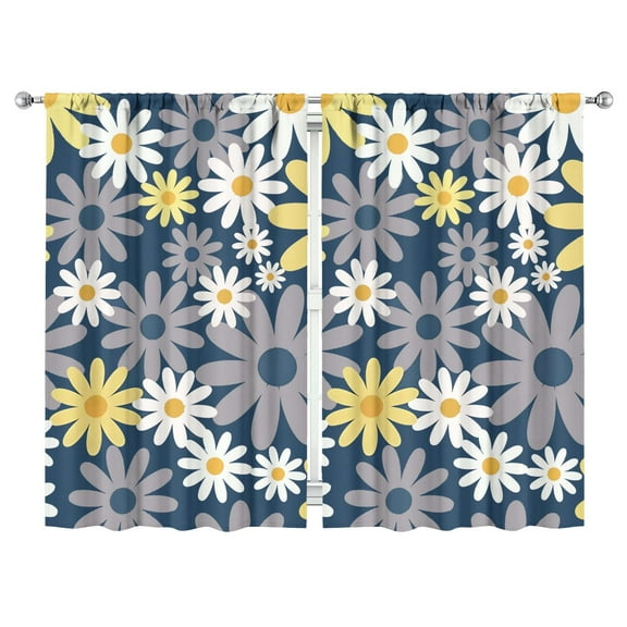 Farmhouse Floral Curtains 2 Panels, Blackout Window Drapes 52Wx84L, Rod Pocket Style for Living Room and Bedroom, Easy to Install