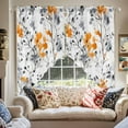 thumbnail image 2 of Vintage Orange Swag Curtain Valance for Windows, Gray Wildflowers Leaves Abstract Botanical Window Treatments Short Swag Topper for Kitchen Windows Bathroom Bedroom, 28"x36", 2 of 8