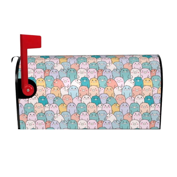 Rateoe Colorful Cute Pig Printed Mailbox Covers - Easy to Install Fall, Winter, Spring, Summer Mailbox Cover - Weather and UV-Resistant Mailbox Decor - Mailbox Magnetic Covers-21x18 in