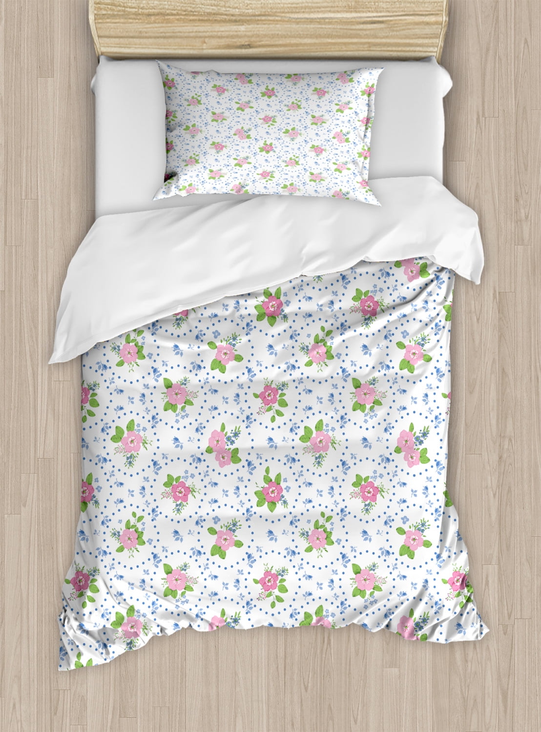 Shabby Chic Twin Size Duvet Cover Set, Classical Peony Flowers