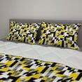 thumbnail image 2 of Yellow and White Comforter & Sham Bedding Set, Geometric Design with Triangles Squares and Houndstooh Inspiration, 3 pcs Duvet Set Microfiber Filling Quilt, 5 Sizes, Yellow Grey Black, by Ambesonne, 2 of 4