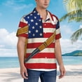 thumbnail image 2 of KLL Men's Hawaiian Shirt Short Sleeve Button Down Beach Shirts-American Flag And Baseball, 2 of 5