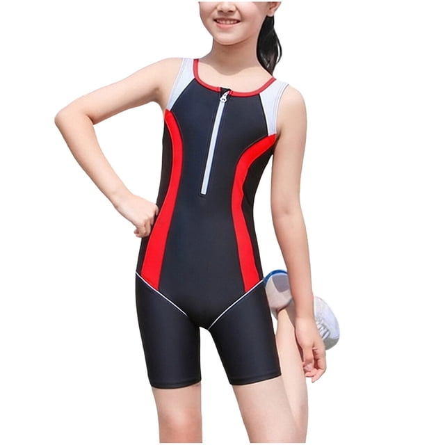 Robe à Manches Courtes pour Filles Robe de Bain Conservatrice Style Sportif Polyester