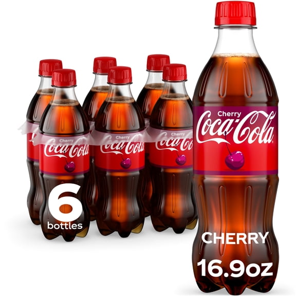 Coca-Cola Cherry Soda Pop Bottles, 16.9 fl oz, 6 Pack