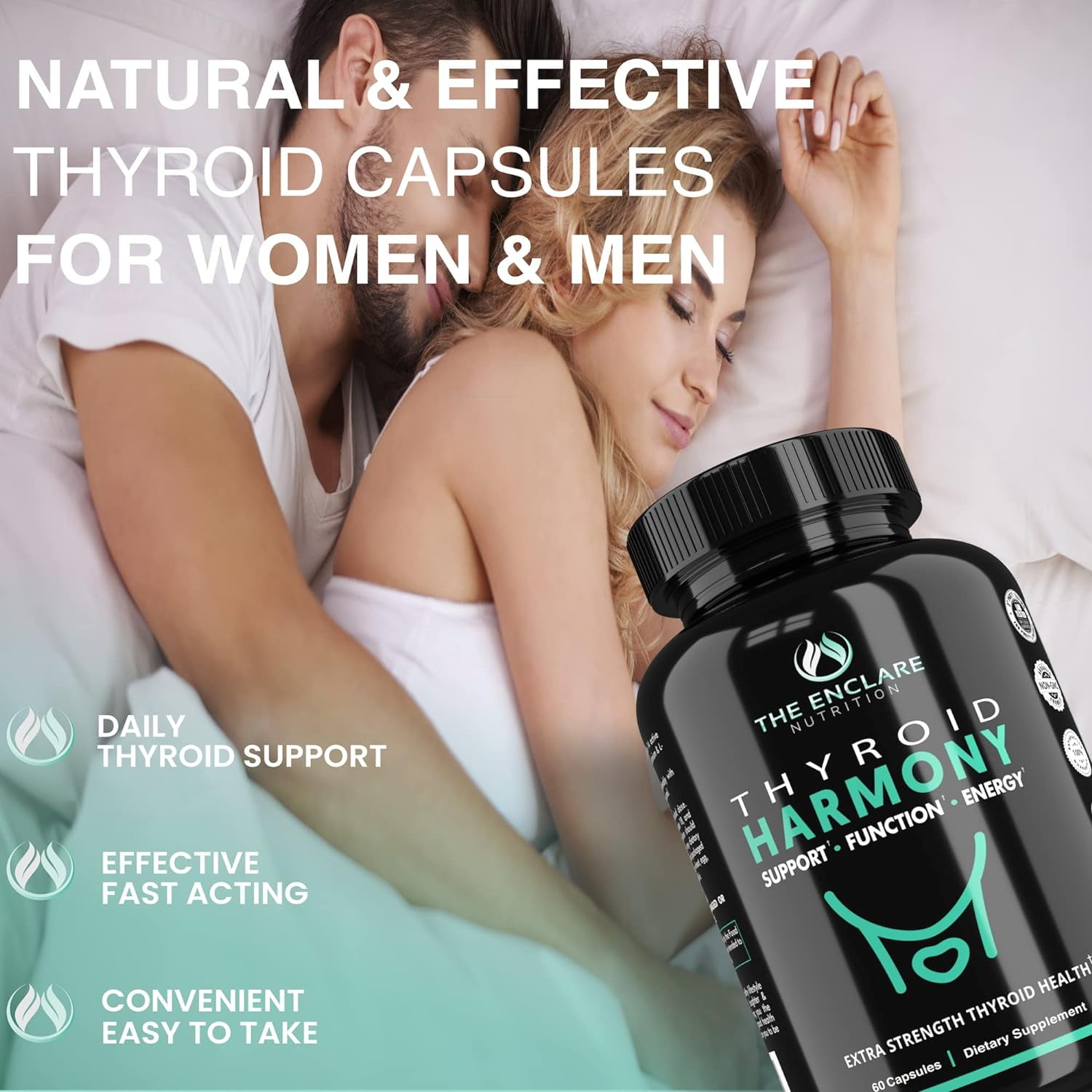 Thyroid Supplements with Iodine 60 Ct. Vitamin B12 Ashwagandha More Thyroid Support Function for Women and Men Balance Hormones for Energy