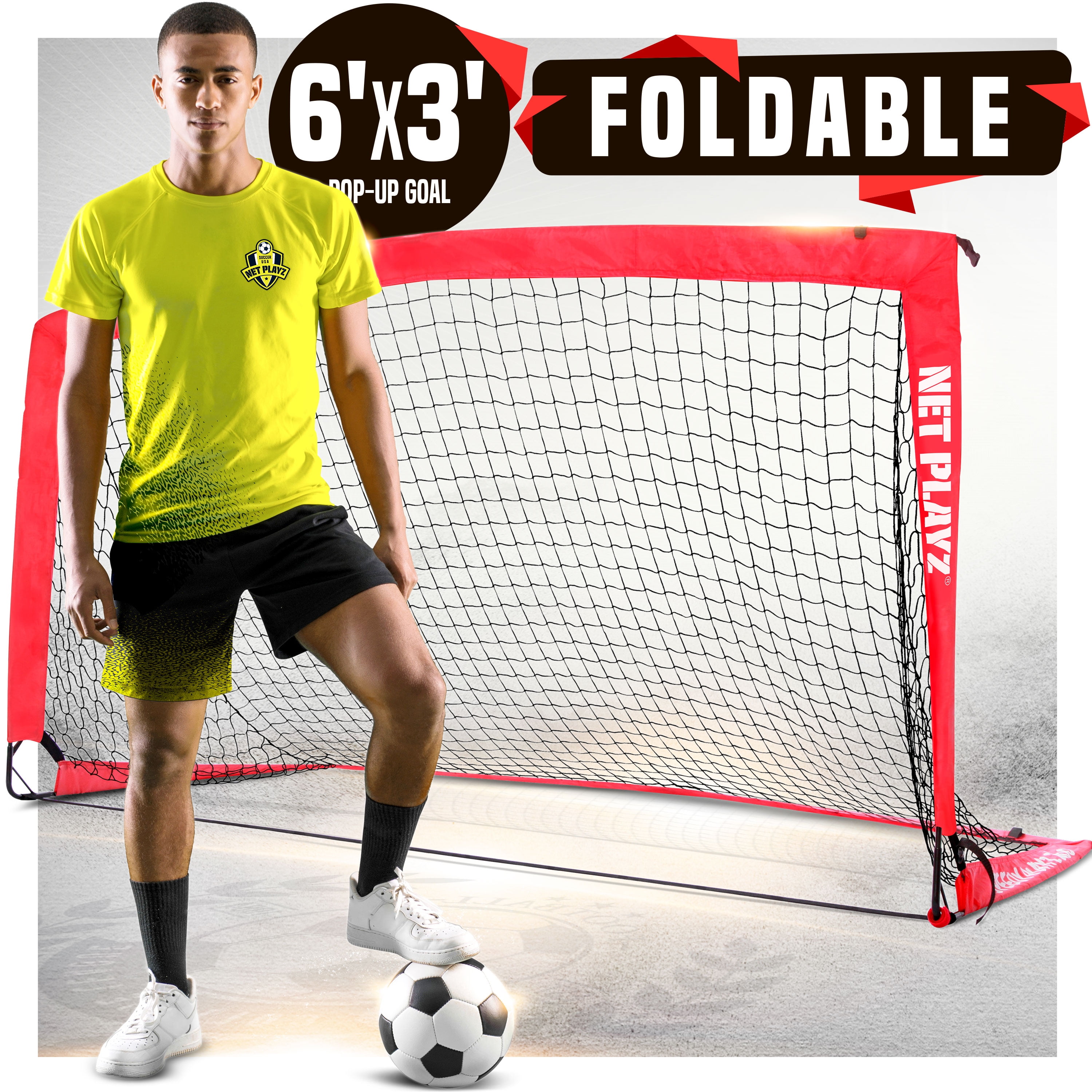 4ft & 6ft Foldable Flash Pop-Up KIDS Training Soccer Football Sport Goal 2.5ft 