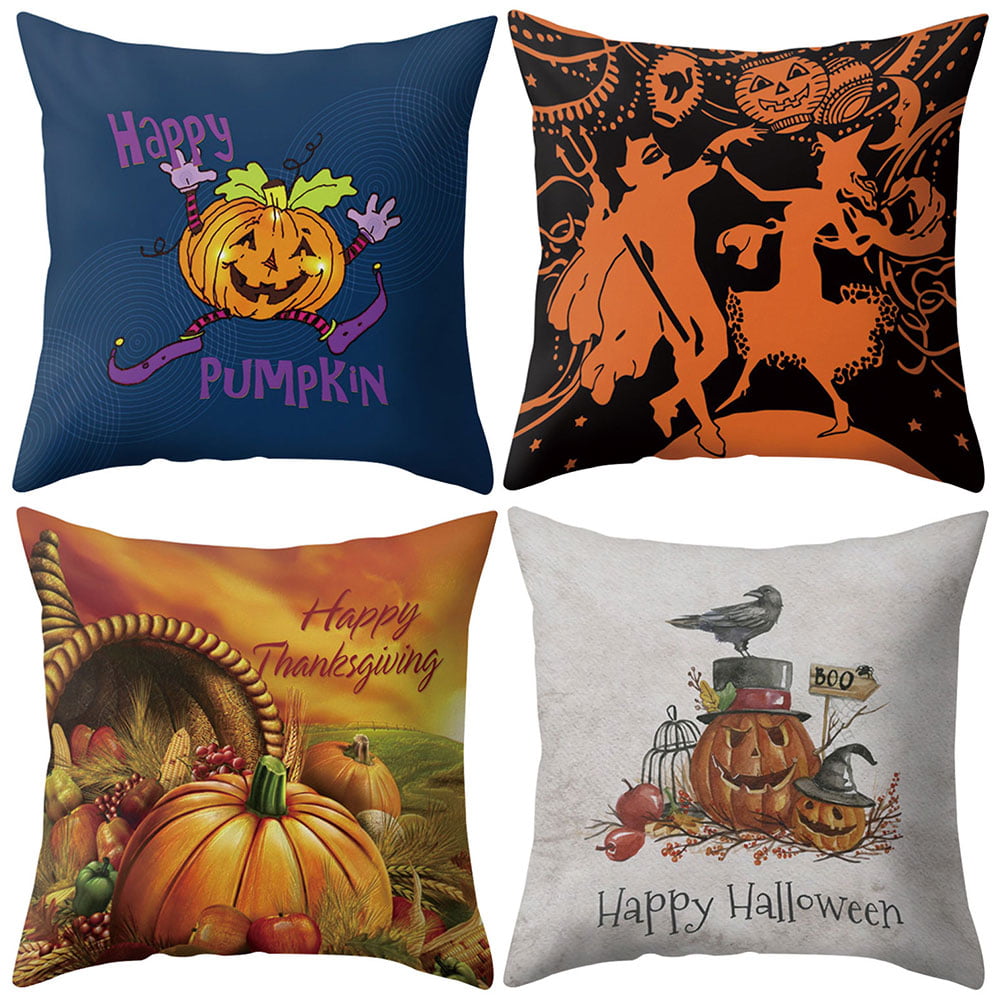 Halloween Pumpkin Throw Pillow Case Cushion Cover Witch Horror Sofa Decor DIY 