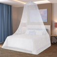 thumbnail image 4 of Bed Canopy Mesh Netting with Fluorescent Stars Glow in Dark Hanging Bed Dome Canopy Easy Installation Hanging for Single to King Size Beds (White), 4 of 4