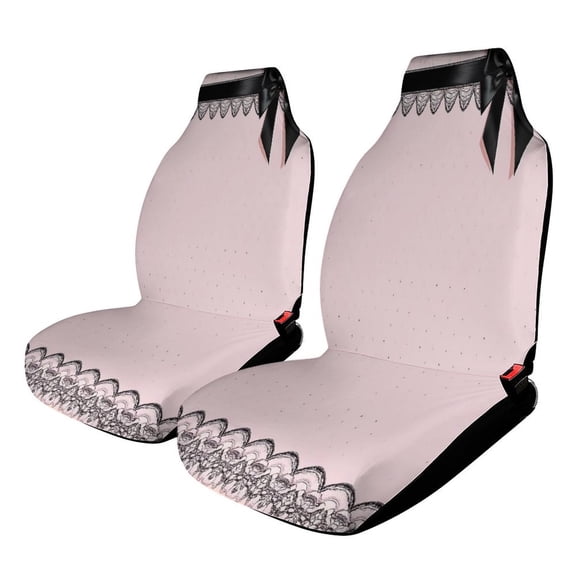 Pink Polka Dot Lace Bow Car Seat Covers Front Seats Universal Fit for Cars SUV Truck Auto Interior Accessories