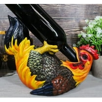 Ebros Gift Barnyard Farm Rooster Chicken Wine Bottle Holder Caddy Figurine 11" L