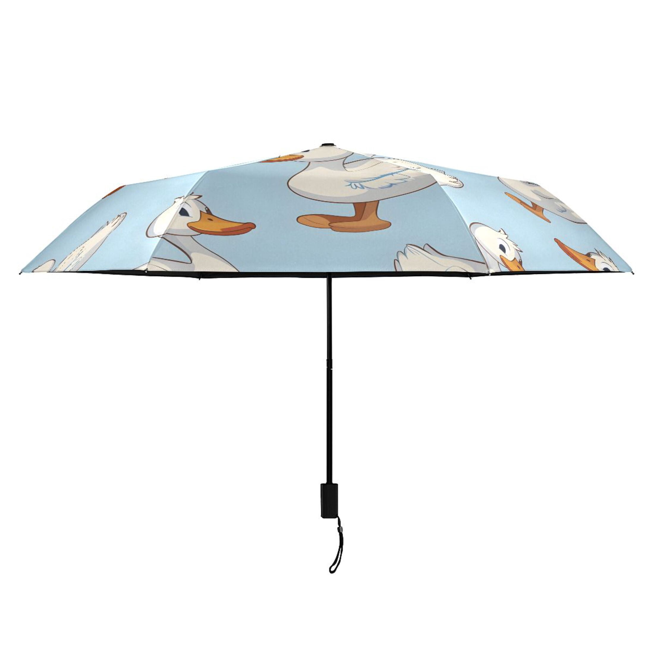 Cartoon Duck Compact Sun Umbrella Windproof Travel Umbrellas for Rain Strong Portable UV Protection