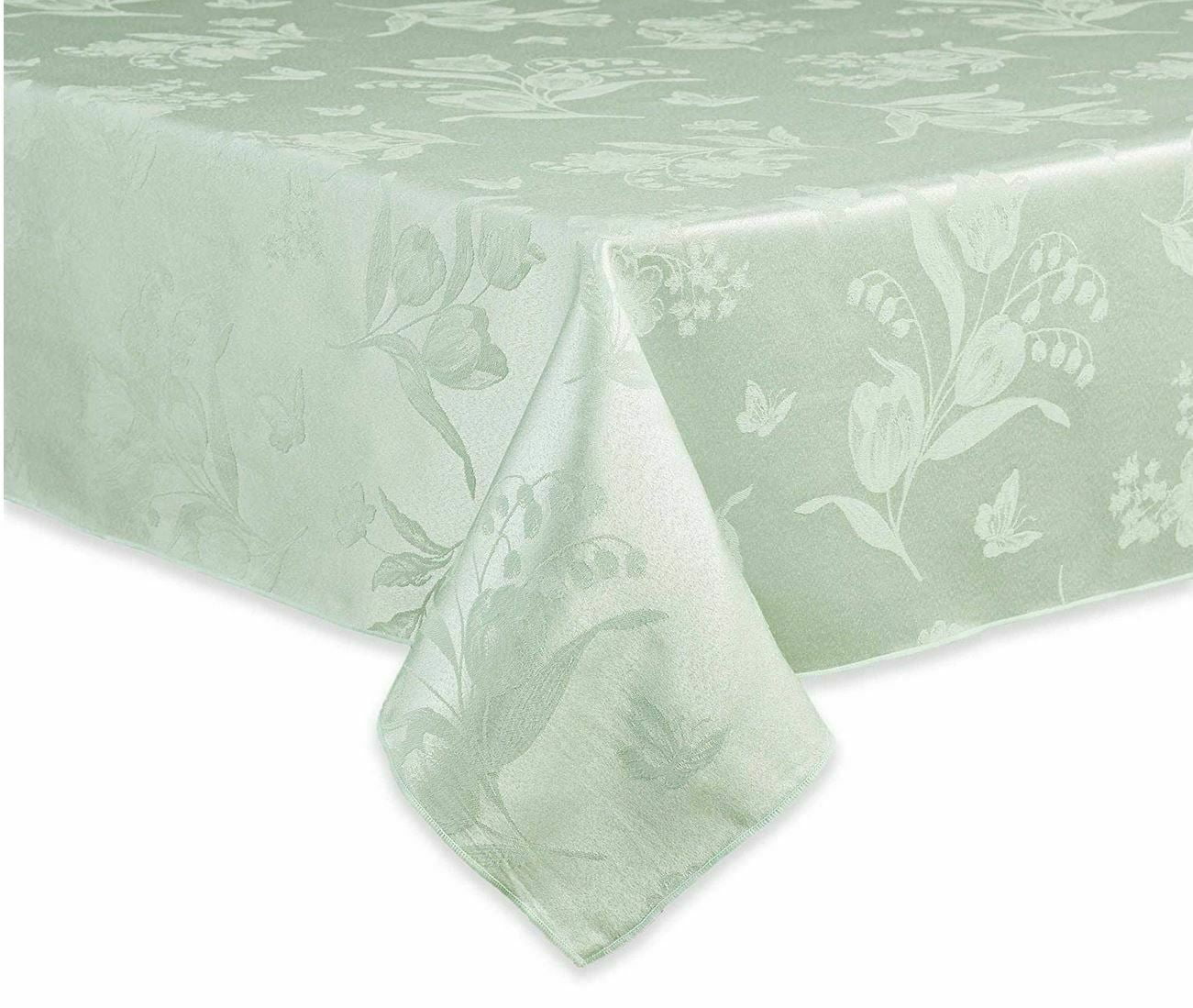 Spring Splendor Damask Tablecloth In Mint Oblong 60 Inches X 144 Inches ...