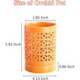 thumbnail image 2 of Orchid Pots with Holes 4 Inch, Ceramic Orchid Pot for Repotting with Saucers,More Ventilation Hole Easy Breathing, Plant Pot for Repotting Orchids and Other Flowers - Indoor/Outdoor Orange, 2 of 10