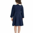 thumbnail image 4 of Odeerbi Kids Girls Cute Peter Pan Collar Cotton Dresses Spring Fall Long Sleeve Dress Solid Color Round Neck Casual Dress Kids Girls Clothes, 4 of 5