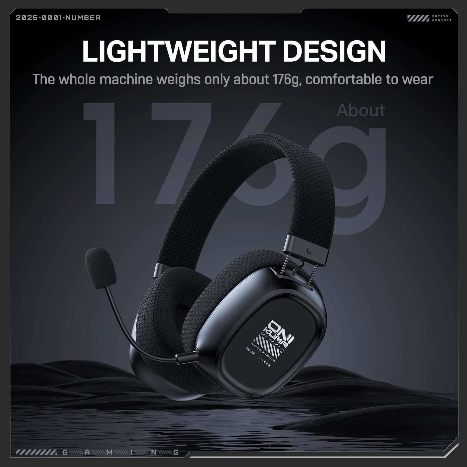 Wireless Gaming Headset for PS5/PC/PS4/Nintendo Switch,2.4G/Bluetooth Gaming Headphones with Detachable Noise Canceling Mic/176g Lightweight/Surround Sound/Long Battery Life Black