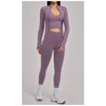 thumbnail image 3 of PISONIC Workout Sets for Women 3 Piece Long Sleeve Zip Up Jacket, V-neck Cami Tank Top, High Waisted Leggings Gym Athletic Sets, 3 of 7