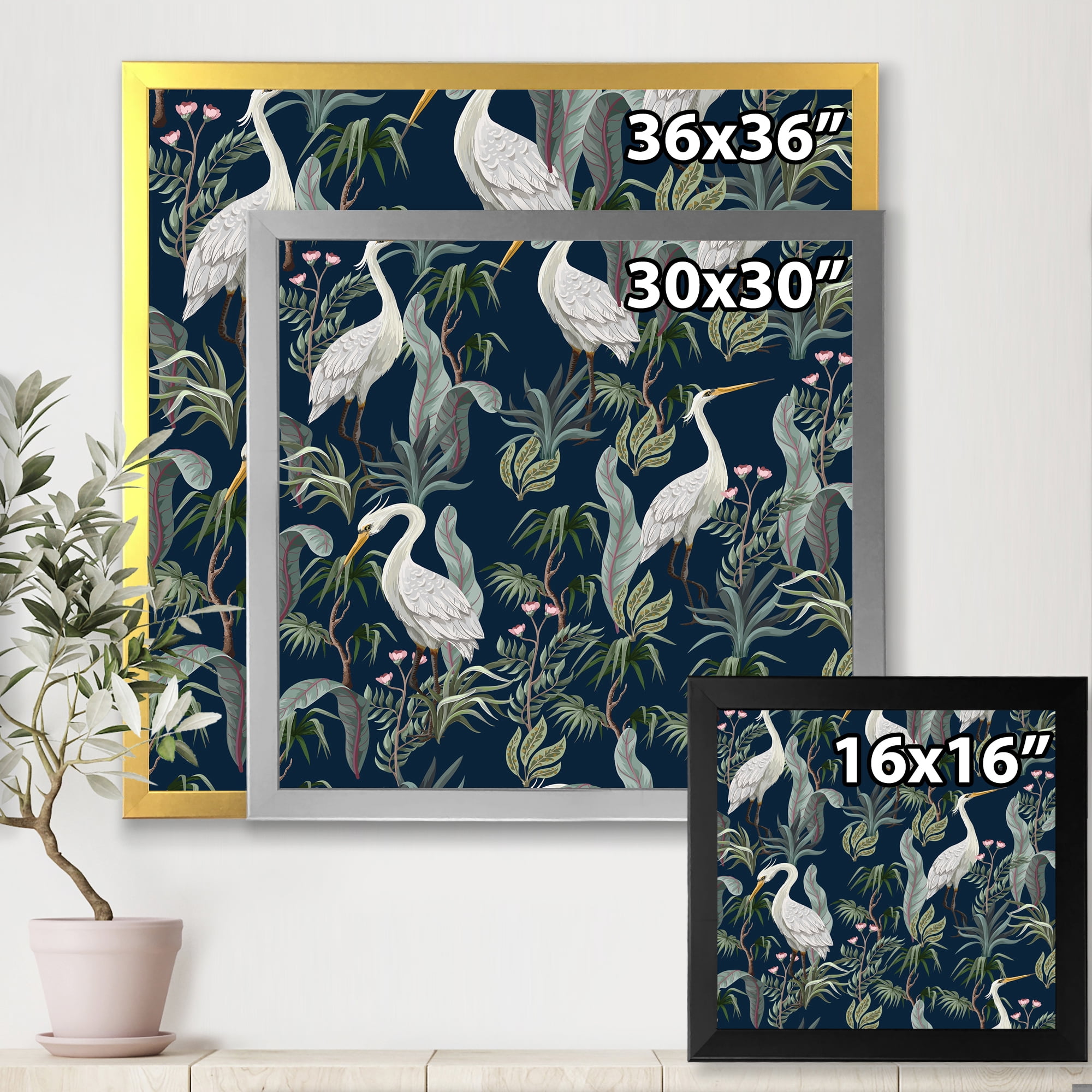 Designart 'Chinoiserie With Peonies and Birds VII' Traditional Framed Art Print